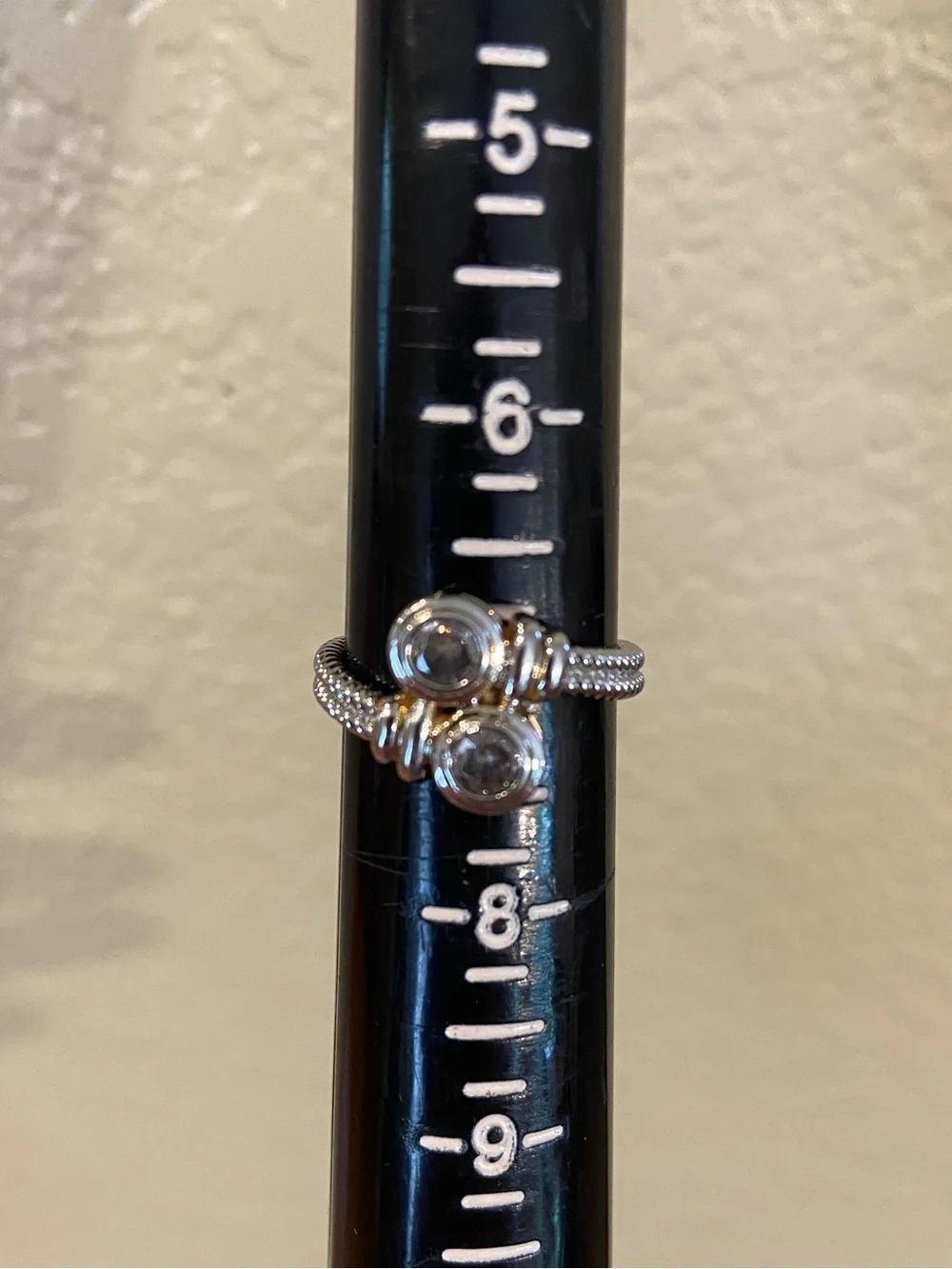 Sterling Silver Braided Cubic Zirconia Bypass Ring